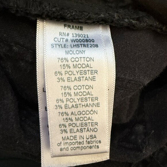 Frame Le High Straight Leg Denim Jeans Womens 26 Molony Black Distressed Raw Hem - Picture 15 of 16